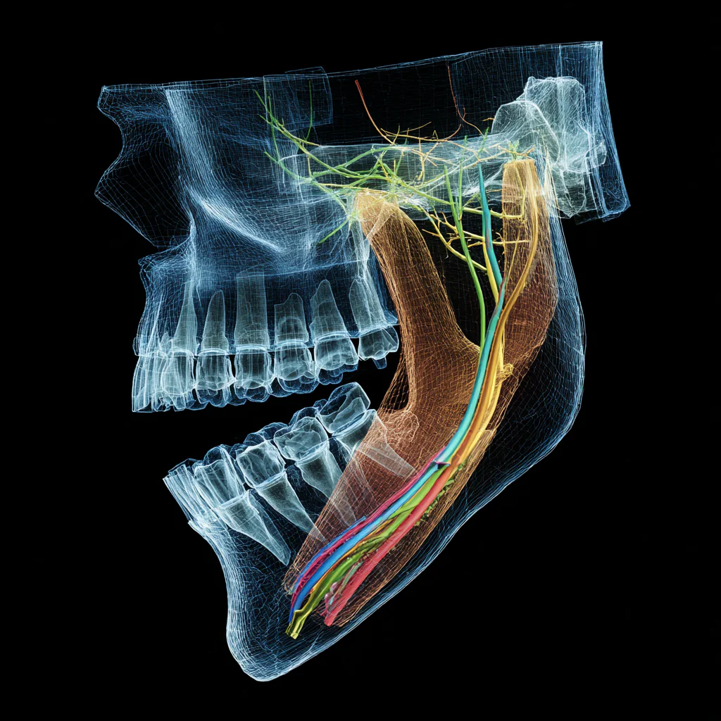 Wisdom tooth CBCT scan showing inferior alveolar nerve proximity and surgical risk