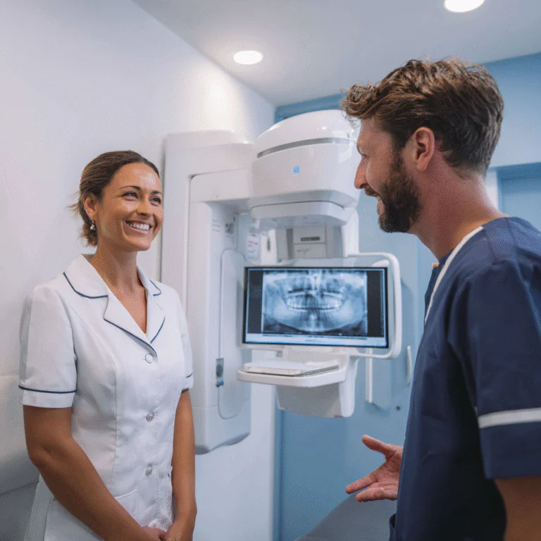 Our imaging team with the OPG/CBCT scanner